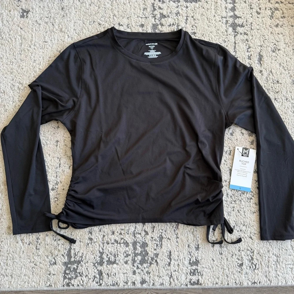 NWT-Member’s Mark Women’s Black Long Sleeve Ruched Women's Top Sz L - Picture 6 of 10